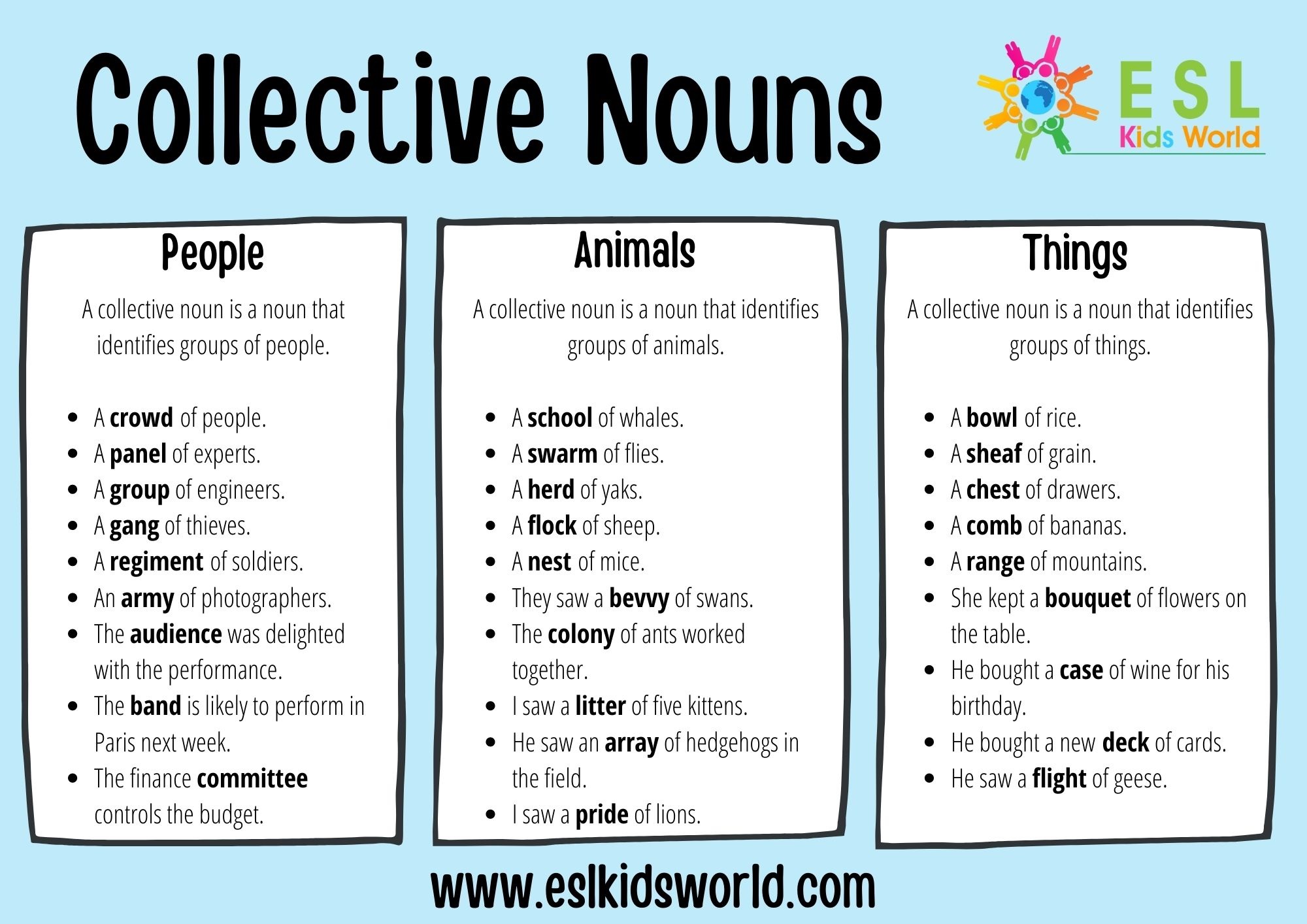 sentence diagram collective nouns for animals