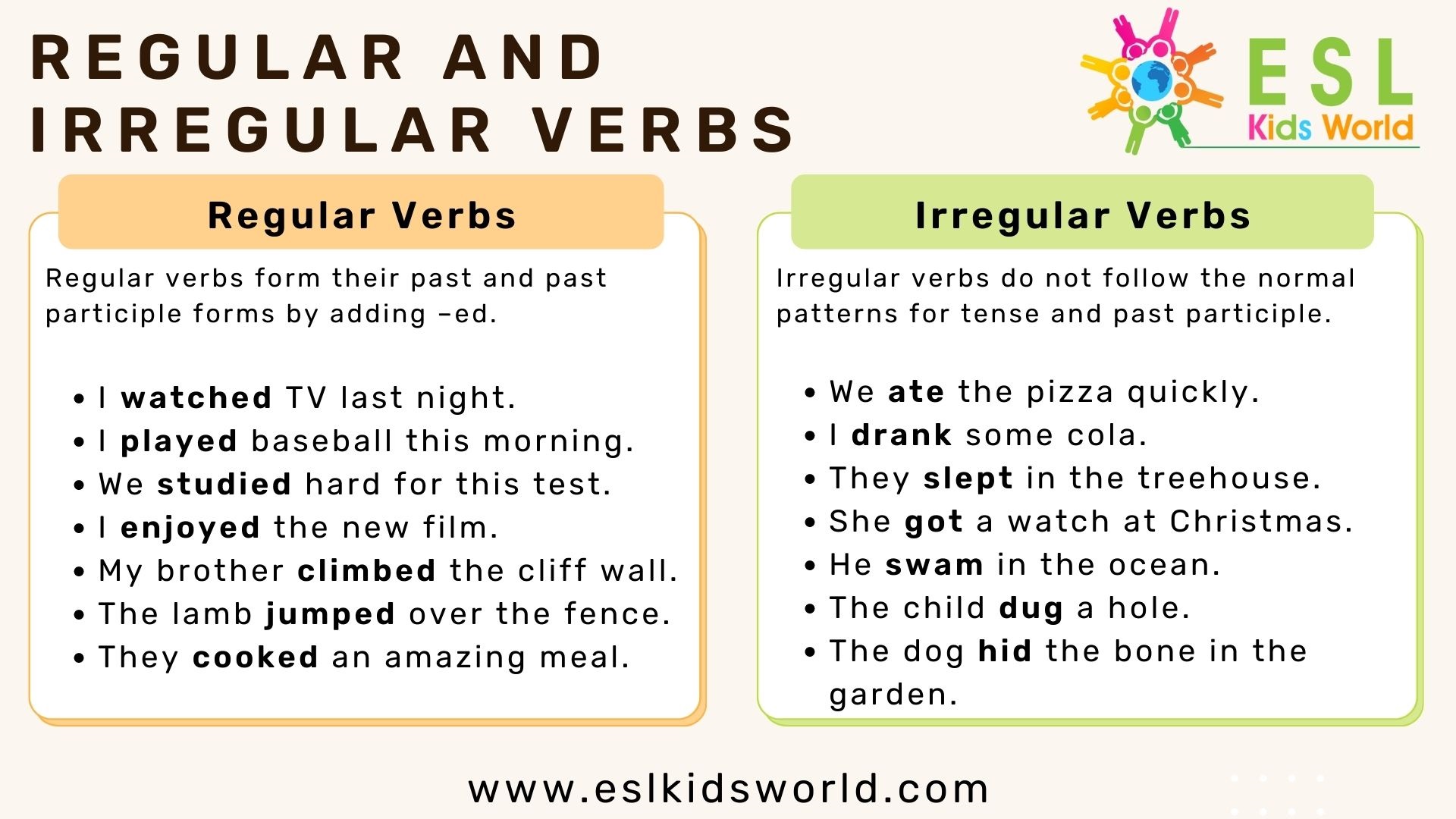 Regular And Irregular Verbs List Interactive Worksheet Verb My XXX 