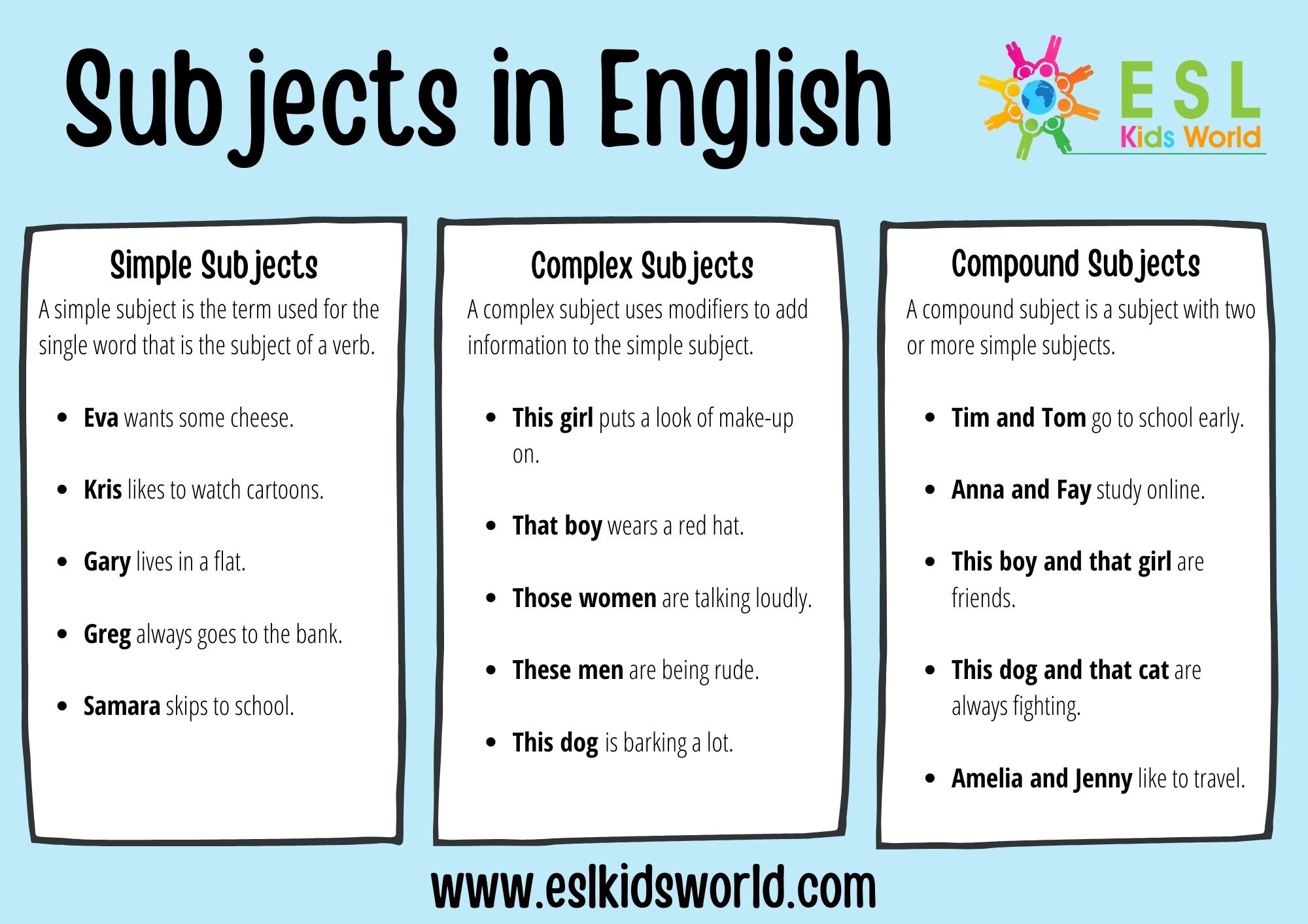 Subject Grammar Examples